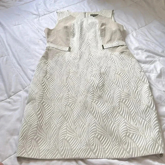 Dana Buchanan tan and cream sleeveless lined dress size 12 - Picture 1 of 7